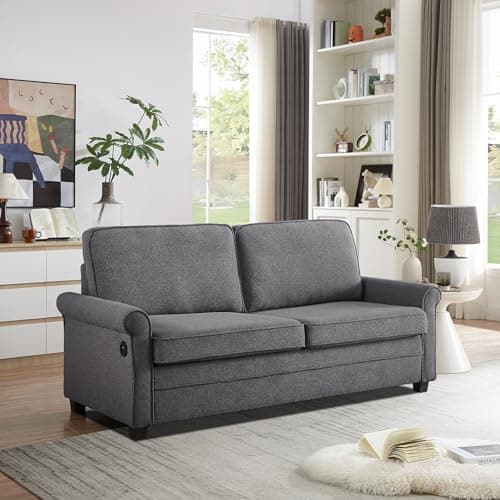 2-in-1 Full Size Pull Out Sofa Bed with Memory Foam, USB Port, Dark Grey Loveseat Couch