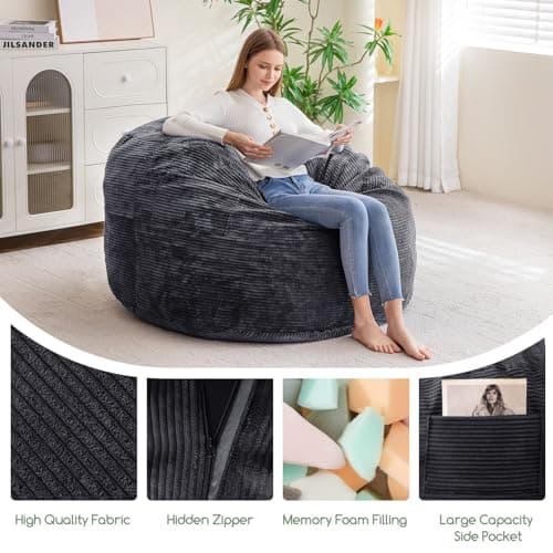 Giant HIGOGOGO Bean Bag Chair Bed, Convertible Folds to Mattress, High-Density Foam