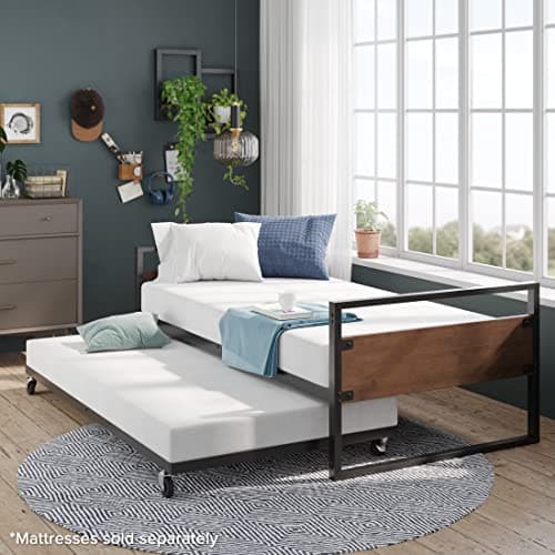ZINUS Suzanne Bamboo Metal Daybed with Trundle, Steel Slat Support, Easy Assembly, Twin