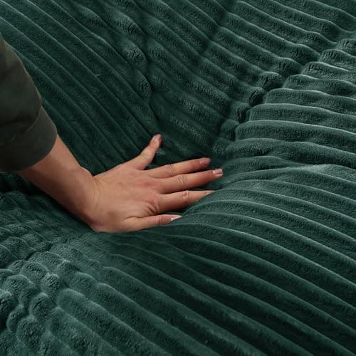 Antetek Green Corduroy Double Chaise Lounge Chair with Thick Cushion