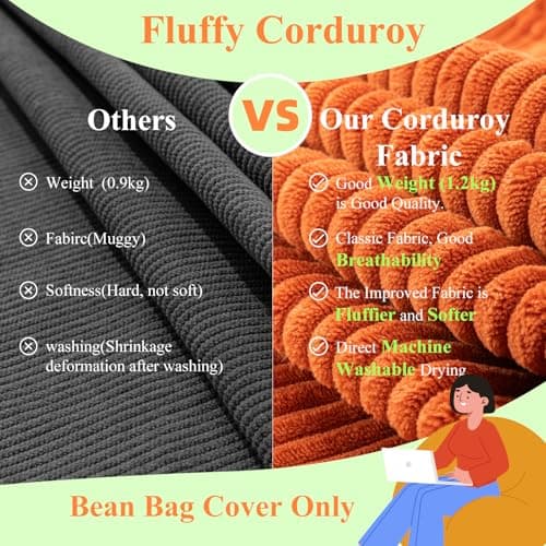 Giant Green Soft Corduroy Stuffed Animal Storage Bean Bag Chair