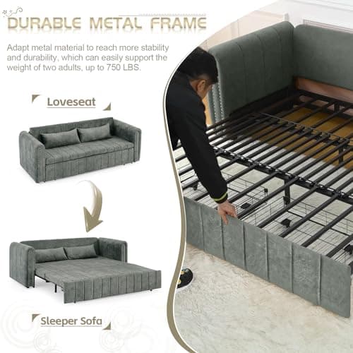 Modern Oversized Sleeper Sofa with Pullout Bed for Living Room