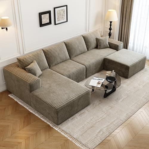 107.5" Cloud Modular Sectional with Ottoman, Black Left Facing Chaise (No Assembly Required)