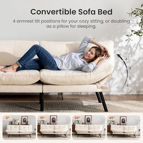 71" Comfortable Convertible Futon Love Seat Sleeper Sofa, Thick Cushion, Velvet Couch Bed for Small Spaces