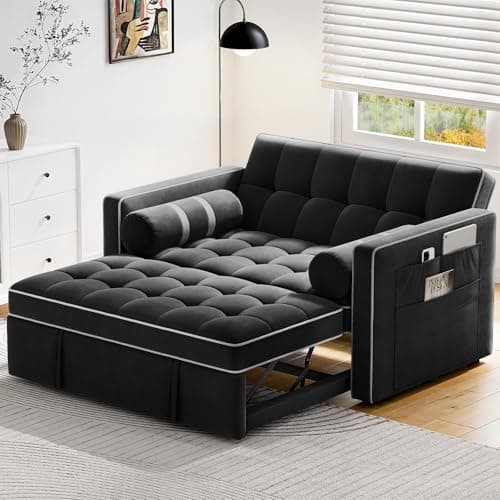 Pipishell 54" Sleeper Sofa Bed with Hidden Table & Charging Ports (Beige)