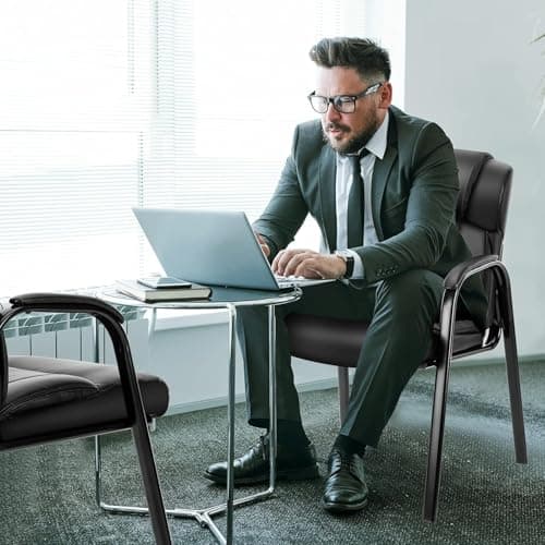 OLIXIS Leather Reception Chair for Waiting Rooms and Offices