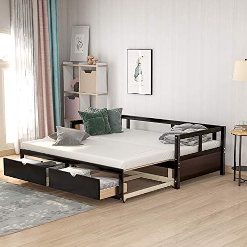 Harper & Bright Designs Extendable Daybed with Twin to King Sofa Bed, White