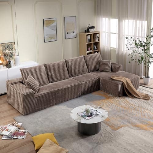 107" Black Right-Facing Chaise Modern Corduroy L-Shaped Sofa