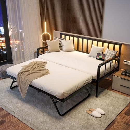 Twin Daybed with Trundle Bed and Charging Station
