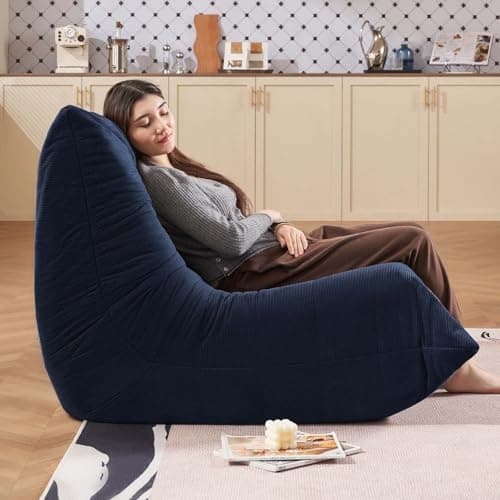 Ergonomic Bean Bag Chair with Memory Foam, Multi-Functional Living Room & Bedroom Sofa (Blue)
