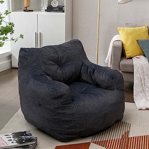 Bean Bag Chairs for Adults & Kids in Velvet Fabric, Beige