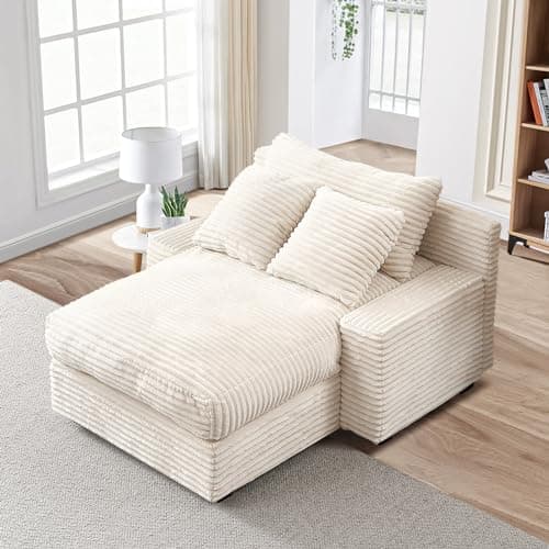 Antetek Grey 48" Corduroy Lounge Chair Sleeper Sofa