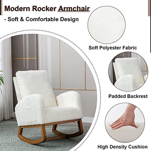 Modern White Rocking Chair for Nursery and Kids