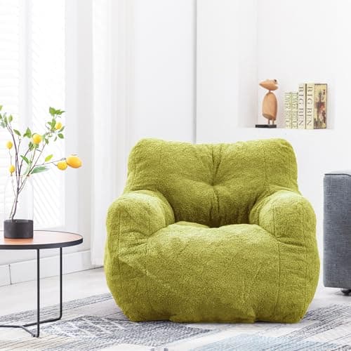 DKLGG Fluffy Sherpa Bean Bag Chair with Memory Foam (Black)