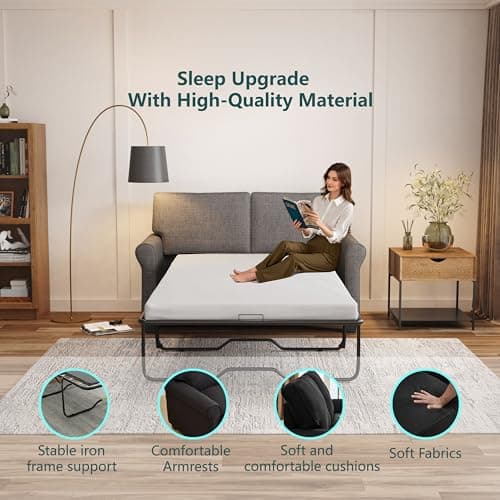 2-in-1 Pull Out Sofa Bed & Loveseat with Memory Foam, Grey