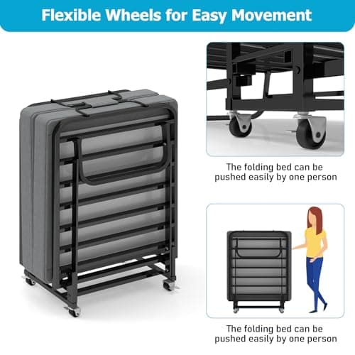 SADENICEL Portable Folding Bed with Memory Foam Mattress
