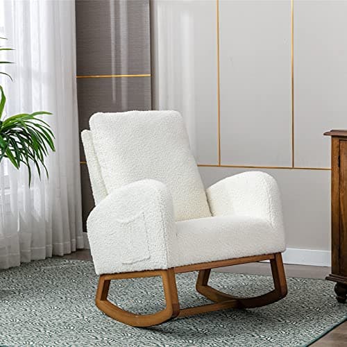 Antetek Beige Modern Accented Rocking Chair for Kids & Babies