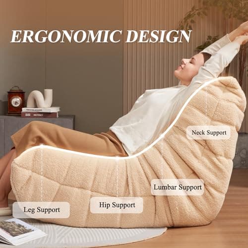 Khaki Teddy Bear Big Bean Bag Chair for Adults Fireside Lounging