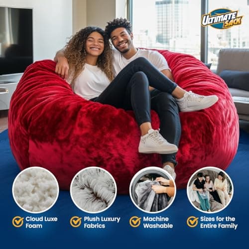 ULTIMATE SACK Oversize Camel Suede Bean Bag Chair for Adults