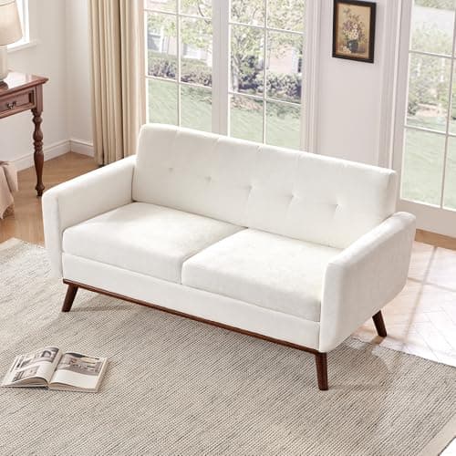 Kingfun 65.2" Loveseat Sofa, Mid Century Modern Beige