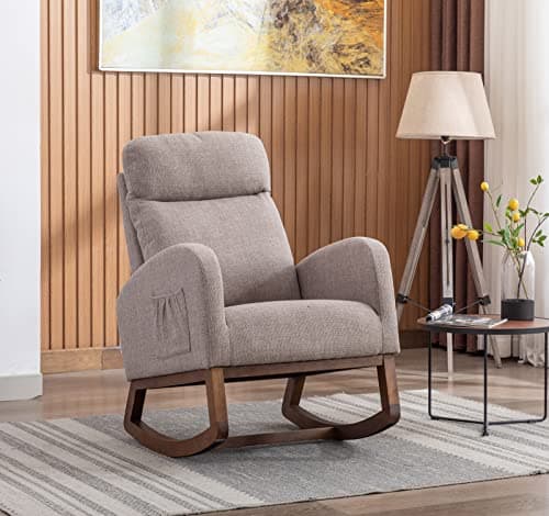 Antetek Beige Modern Accented Rocking Chair for Kids & Babies