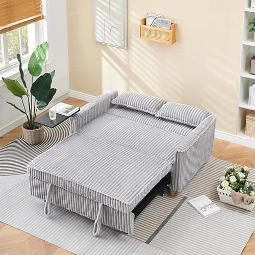 Eafurn 3-in-1 Convertible Pull-Out Sofa Bed with Storage Armrest