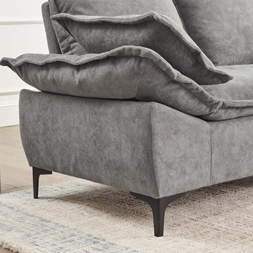 Antetek Comfortable Oversized Cloud Velvet 3-Seater Sofa, Grey