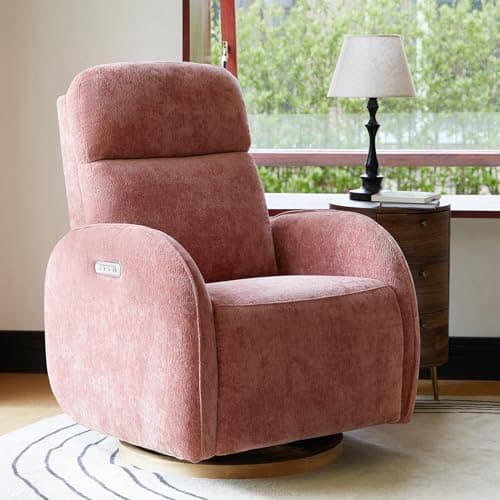 HULALA HOME Modern Power Recliner with USB & Nightlight, White