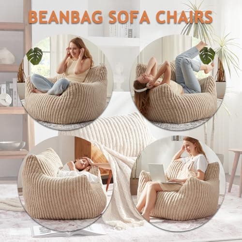 Plush Fluffy Bean Bag Chairs for Teens and Adults with Armrests