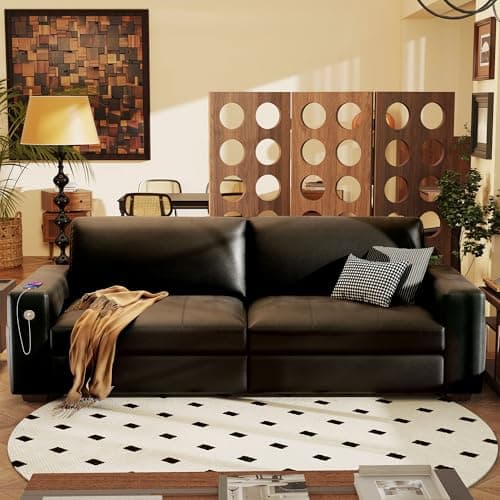 Hanherry 89" Living Room Sofa, Medium Firm Seat, USB Port, Chenille Fabric, Small Space