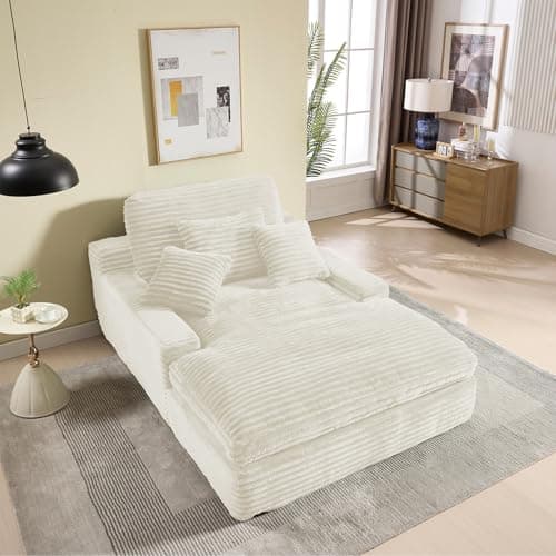 OuYesSir Black 2-Seater Fluffy Chaise Lounge Chair Bed for Living Room