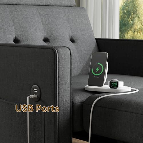 LIKIMIO 3-in-1 Sleeper Sofa Chair Bed, Dark Grey Linen Fabric