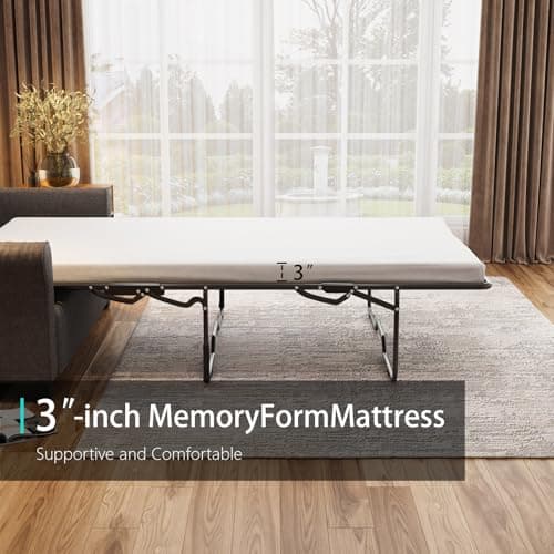2-in-1 Pull Out Sofa Bed & Loveseat with Memory Foam, Grey