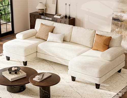 Grey 111 Inch U-Shaped Modular Sofa with Double Chaise for Living Room