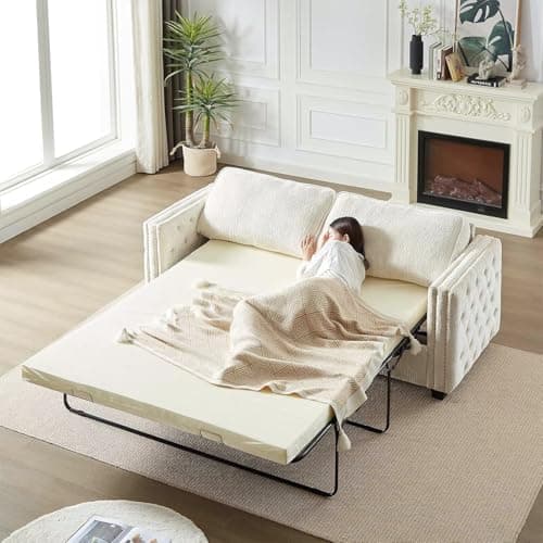 Antetek Green 2-in-1 Queen Size Pull Out Sofa Bed with Memory Foam Mattress