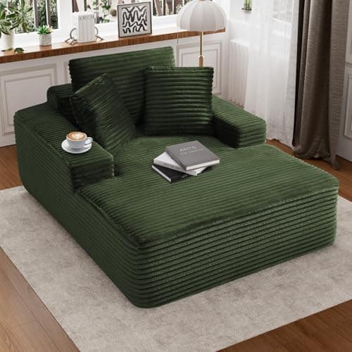 Oversized Dark Gray Faux Fur Chaise Lounge Chair with Recliner & Throw Pillows