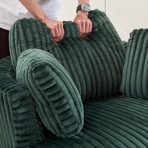 Green 360-Degree Swivel Barrel Chair with Thick Cushion & Throw Pillows