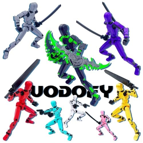 T13 Action Figure Set, 3D Printed Robo, Dummy & Titan Figures (Black)