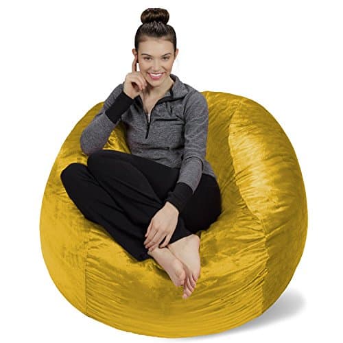 Navy Plush Memory Foam Bean Bag Chair - Stuffed Sofa Sack Furniture