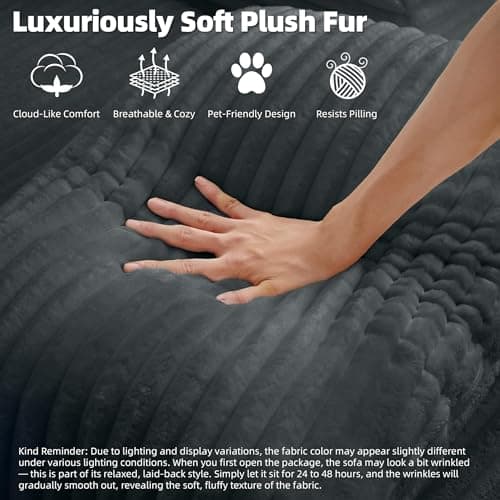 Fluffy Cloud Couch Oversized Chaise Lounge, Dark Grey, No Assembly, 400lbs Capacity