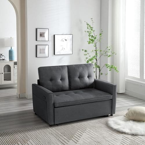 3-in-1 Convertible Sofa Bed: Dark Grey Pull Out Sleeper with USB Ports