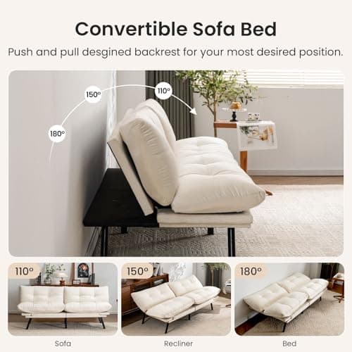 71" Comfortable Convertible Futon Love Seat Sleeper Sofa, Thick Cushion, Velvet Couch Bed for Small Spaces