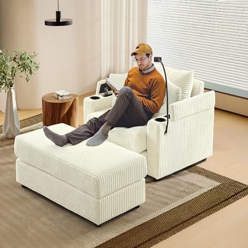 Dark Grey Modern Chaise Lounge Chair with Cup Holders (42")