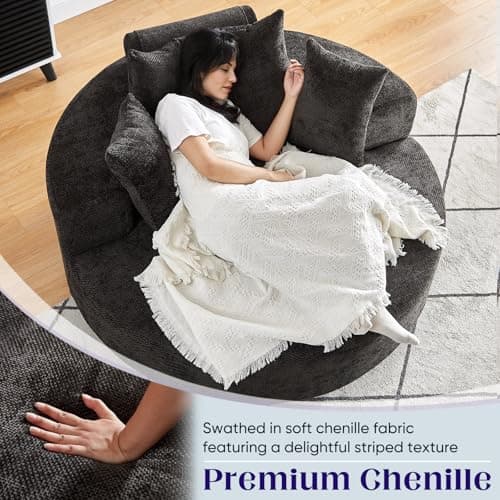 Modern Oversized Round Swivel Chair for Indoor Spaces