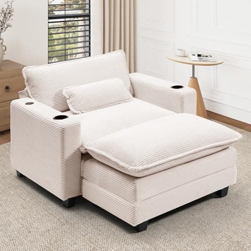 Oversized Fluffy Chaise Lounge Chair, Recliner Sleeper Sofa (Grey)
