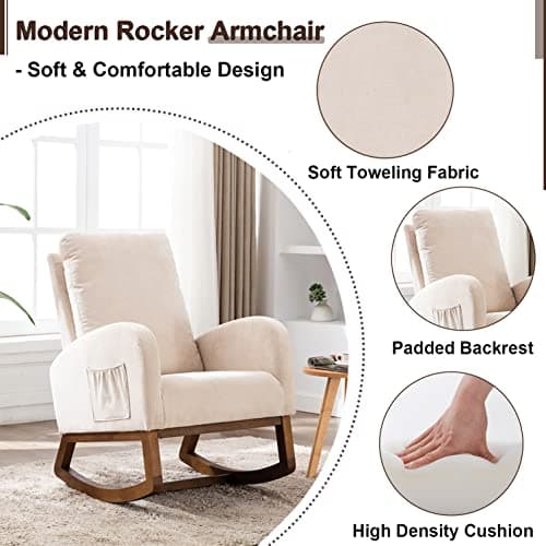 Antetek Beige Modern Accented Rocking Chair for Kids & Babies