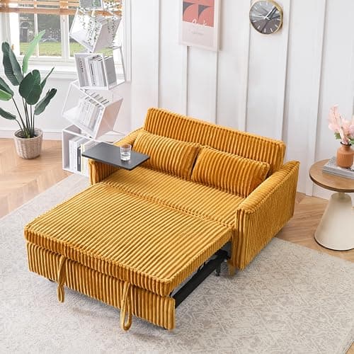 Eafurn 3-in-1 Convertible Pull-Out Sofa Bed with Storage Armrest