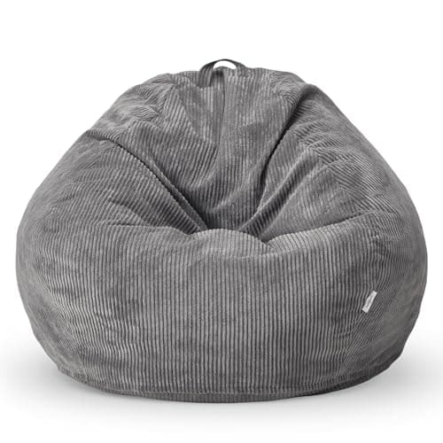 Teardrop Memory Foam Bean Bag Chair, Soft Pink Corduroy Cover