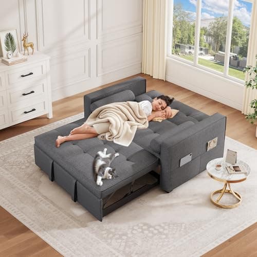 DWVO Dark Grey 3-in-1 Sleeper Sofa Bed with Reclining Backrest & Storage – Living Room Furniture