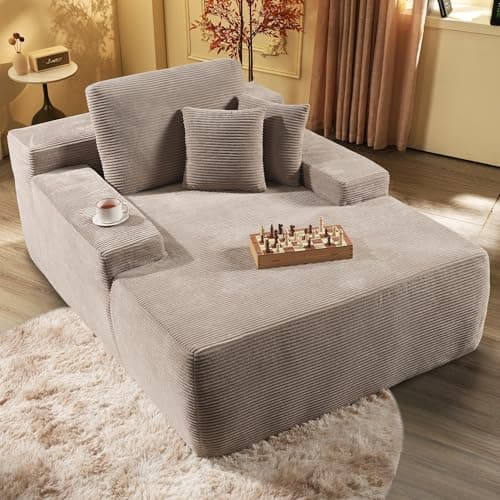 Oversized Chaise Lounge Chair - Black Faux Fur Sofa Bed (67"x48")